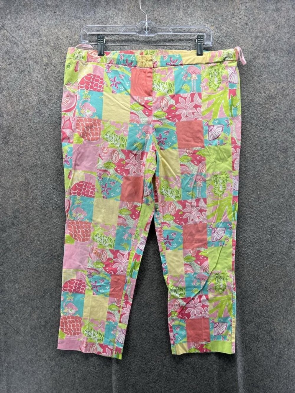 Lilly Pulitzer Pants Womens Medium Multicolor Patchwork Floral Beach Capri Twill